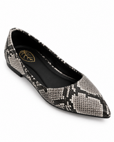Dramatic Soft Ladies Pumps Shoes Snake Skin Print Black and Fawn-BLACK