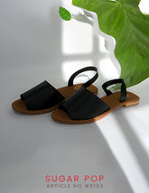 Sugar Pop Flat Sandals With Black, Mustard And Red For Ladies-BLACK