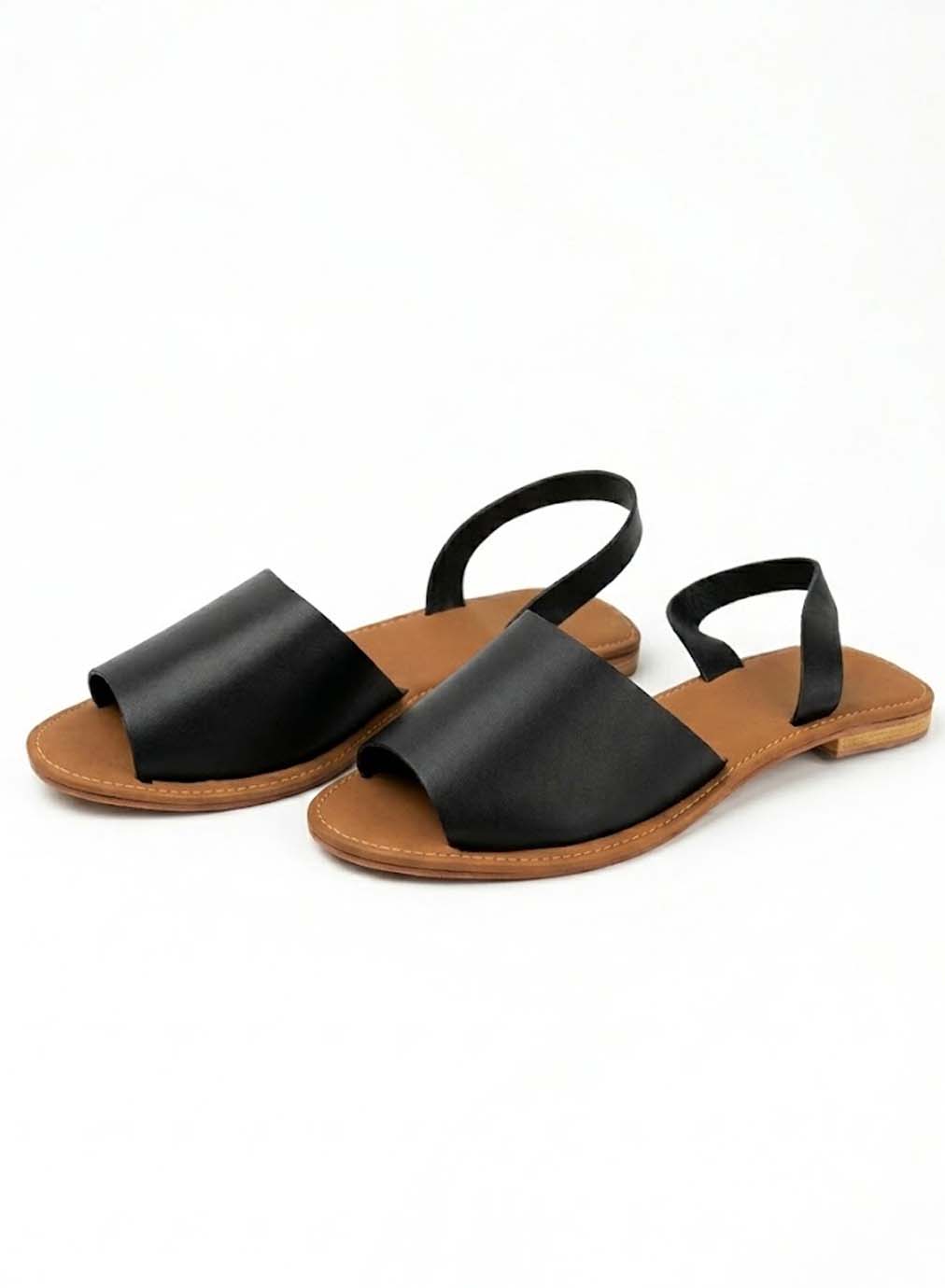 Sugar Pop Flat Sandals With Black, Mustard And Red For Ladies-BLACK