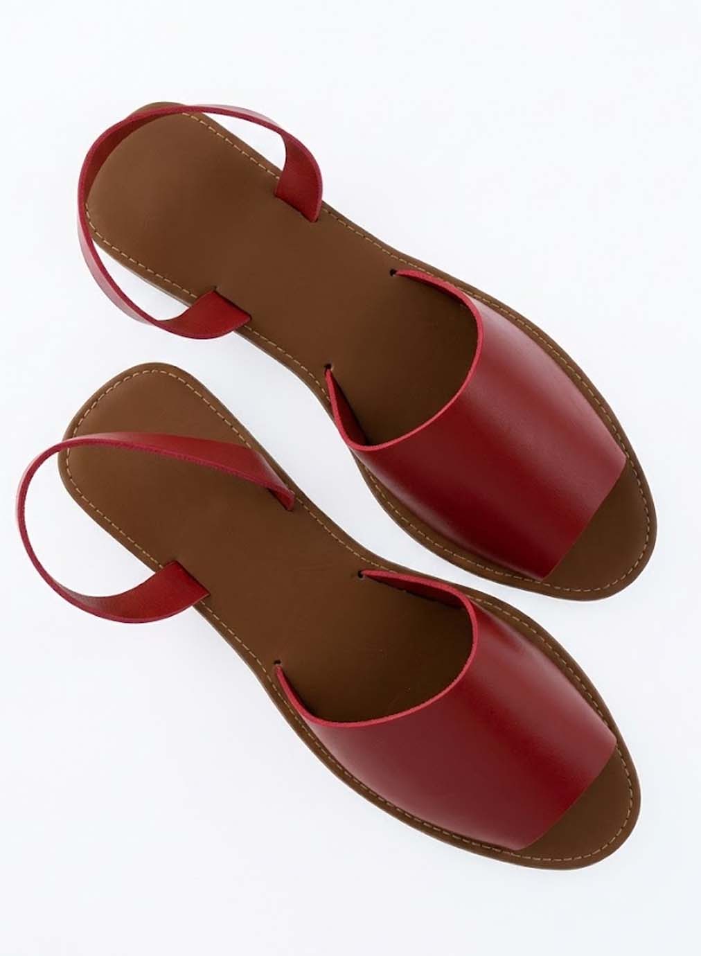 Sugar Pop Flat Sandals With Black, Mustard And Red For Ladies-RED