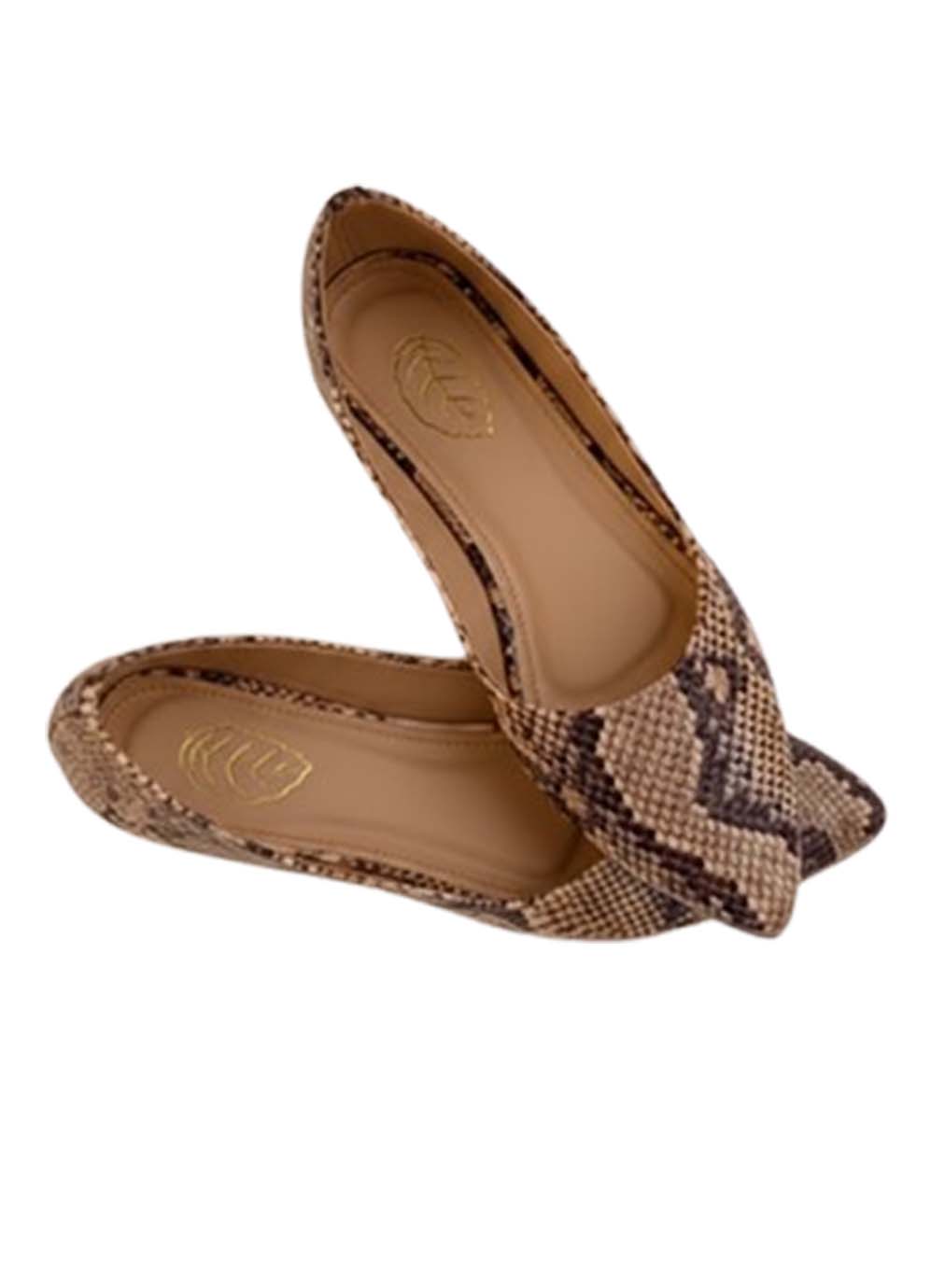 Dramatic Soft Ladies Pumps Shoes Snake Skin Print Black and Fawn-BROWN