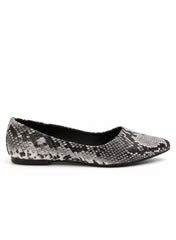 Dramatic Soft Ladies Pumps Shoes Snake Skin Print Black and Fawn-BLACK
