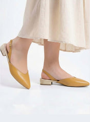 Love Bird Mules Sandals In Black, Mustard And Tea Pink For Ladies-MUSTARD
