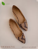 Dramatic Soft Ladies Pumps Shoes Snake Skin Print Black and Fawn #5185