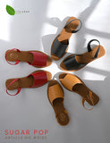 Sugar Pop Flat Sandals With Black, Mustard And Red For Ladies #5183